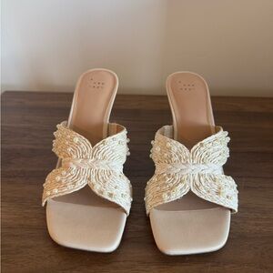 A New Day Women's Cream Embellished Mules